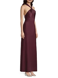 Satin Halterneck Maxi Dress