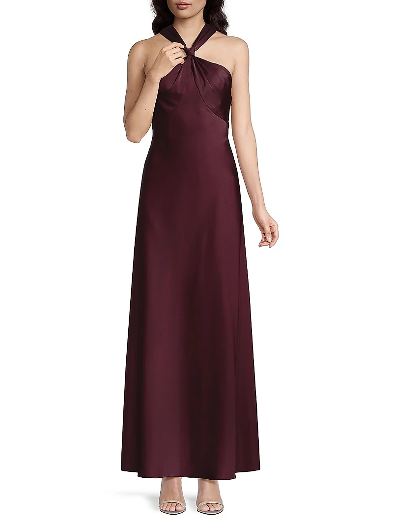 Satin Halterneck Maxi Dress