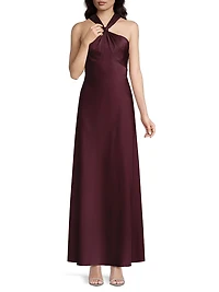 Satin Halterneck Maxi Dress