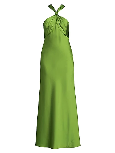 Satin Halterneck Maxi Dress