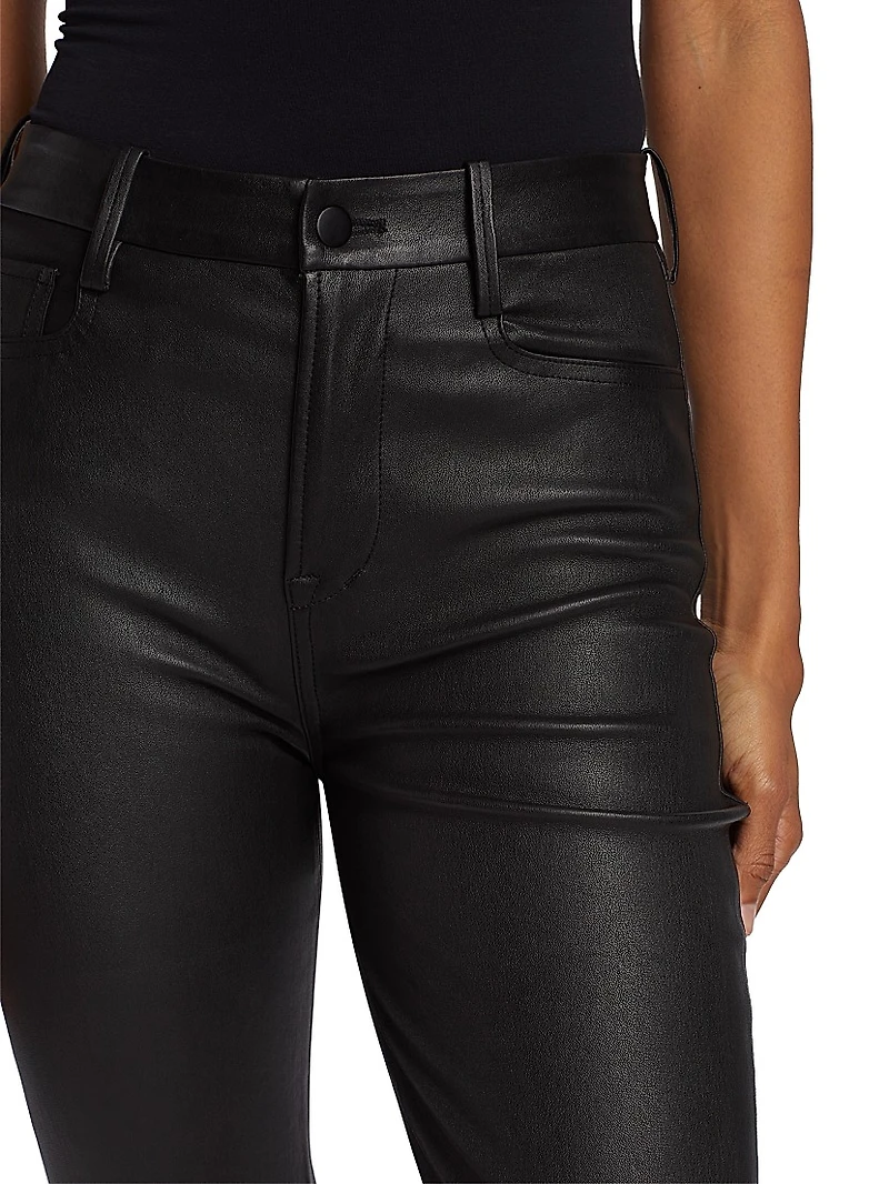 Stretch Bootcut Leather Pants