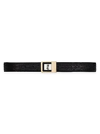 LA 66 Mixed Metal Buckle Belt in Crocodile-Embossed Leather