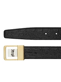 LA 66 Mixed Metal Buckle Belt in Crocodile-Embossed Leather