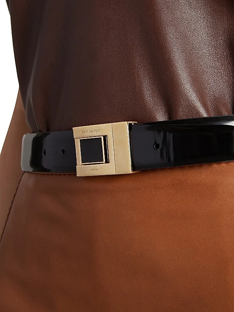 Buckle Belt in Shiny Leather