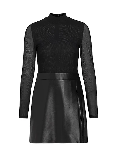 Chara Mixed-Media Minidress