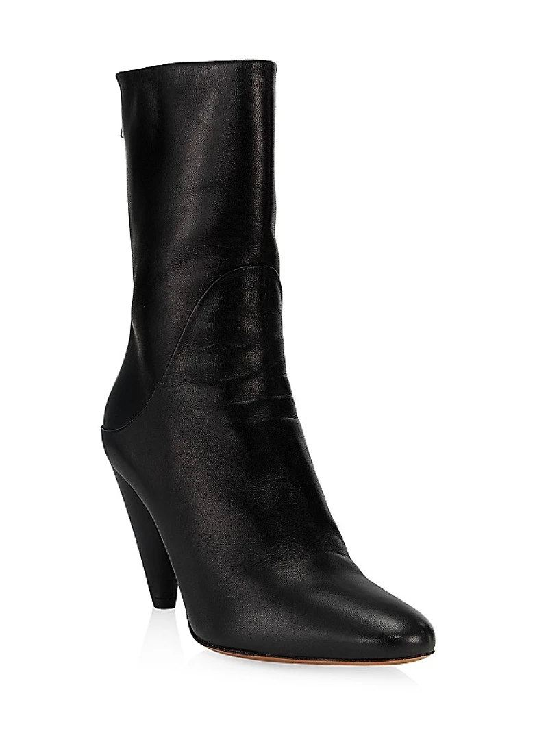Cone 85MM Leather Ankle Booties