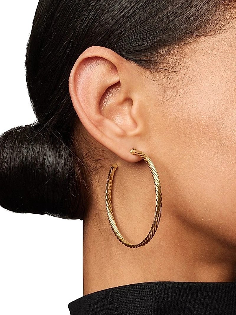 Cablespira Hoop Earrings in 18K Yellow Gold, 2in