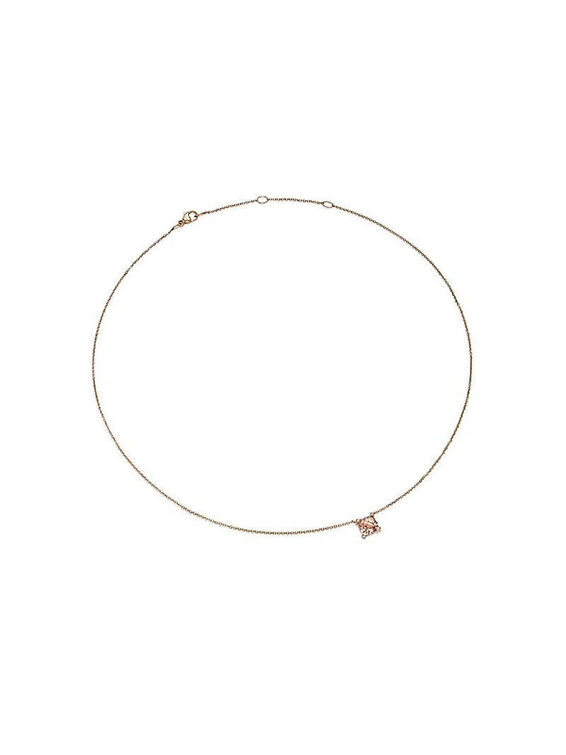 Petite Chatelaine Pendant Necklace in 18K Rose Gold with Morganite and Diamonds, 7mm