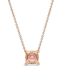 Petite Chatelaine Pendant Necklace in 18K Rose Gold with Morganite and Diamonds, 7mm
