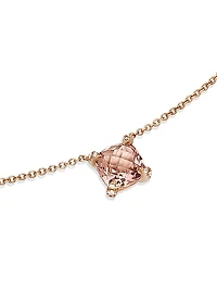 Petite Chatelaine Pendant Necklace in 18K Rose Gold with Morganite and Diamonds, 7mm