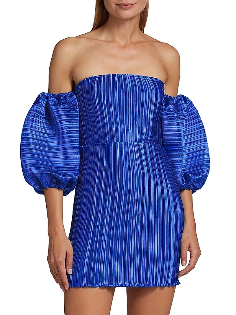 Sirene Pleated Off-The-Shoulder Minidress