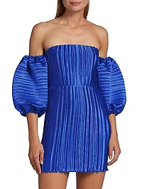 Sirene Pleated Off-The-Shoulder Minidress