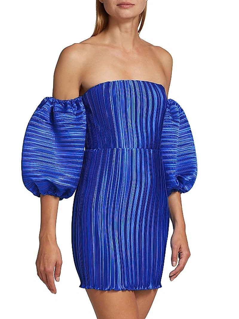 Sirene Pleated Off-The-Shoulder Minidress