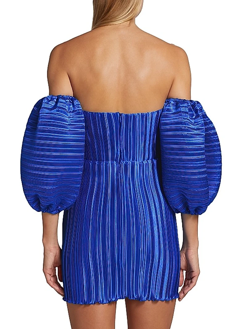 Sirene Pleated Off-The-Shoulder Minidress