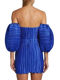 Sirene Pleated Off-The-Shoulder Minidress