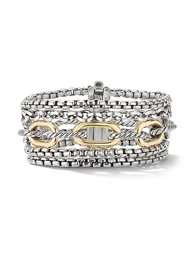 Multi-Row Chain Bracelet with 18K Yellow Gold