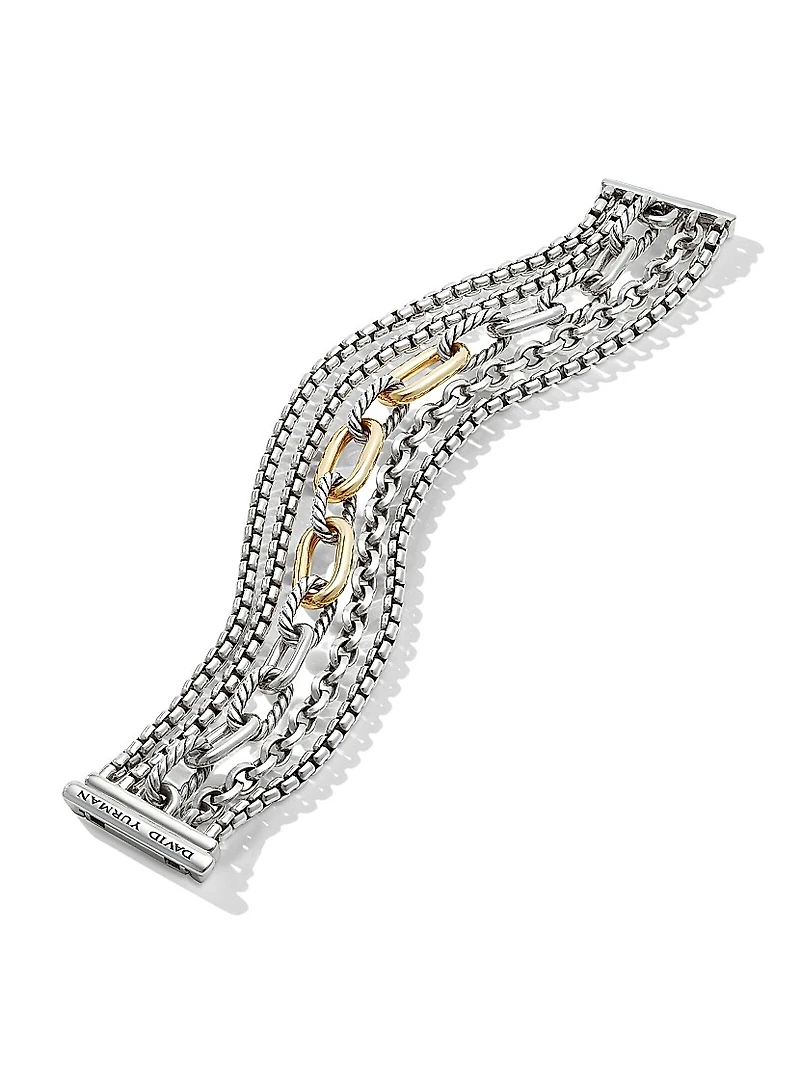 Multi-Row Chain Bracelet with 18K Yellow Gold
