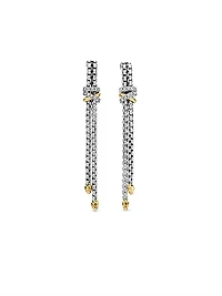 Helena Chain Drop Earrings in Sterling Silver with 18K Yellow Gold and Diamonds, 50.8mm