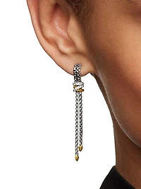 Helena Chain Drop Earrings in Sterling Silver with 18K Yellow Gold and Diamonds, 50.8mm