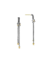 Helena Chain Drop Earrings in Sterling Silver with 18K Yellow Gold and Diamonds, 50.8mm