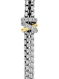 Helena Chain Drop Earrings in Sterling Silver with 18K Yellow Gold and Diamonds, 50.8mm