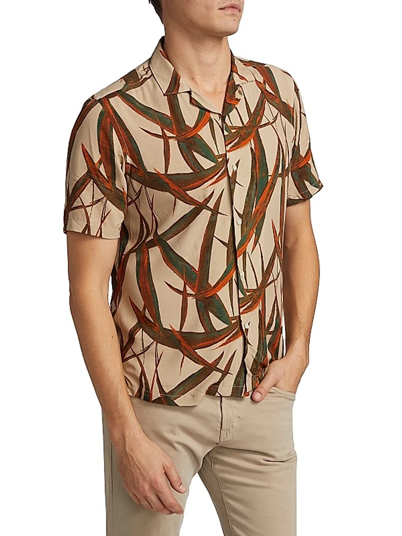 COLLECTION Aloe Leaf Print Camp Shirt