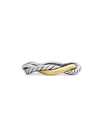 Petite Infinity Band Ring Sterling Silver with 14K Yellow Gold