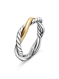 Petite Infinity Band Ring Sterling Silver with 14K Yellow Gold