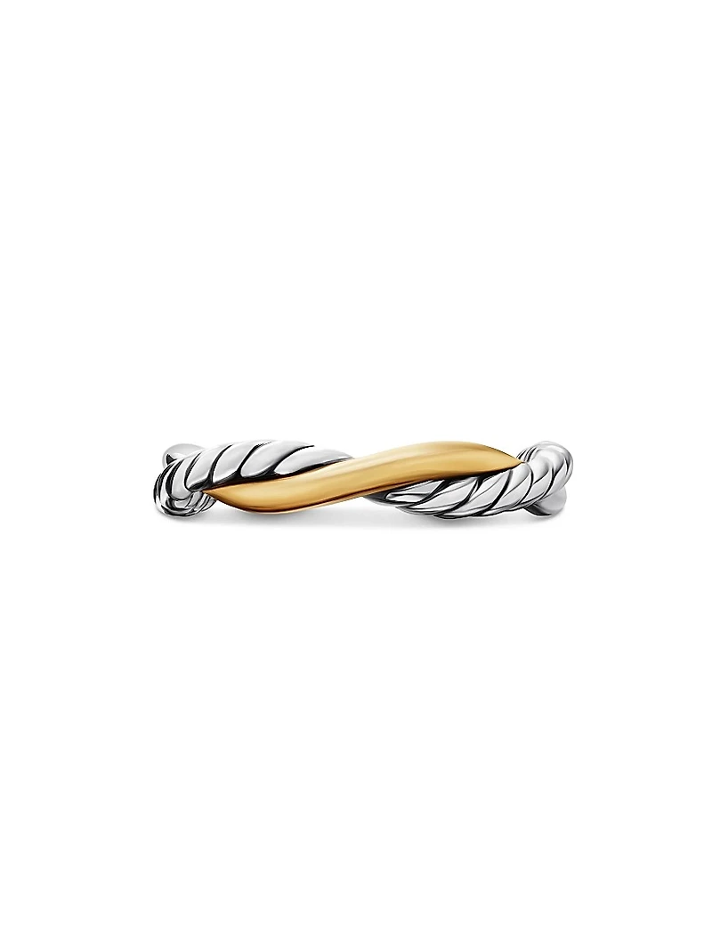 Petite Infinity Band Ring Sterling Silver with 14K Yellow Gold