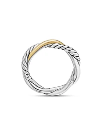 Petite Infinity Band Ring Sterling Silver with 14K Yellow Gold