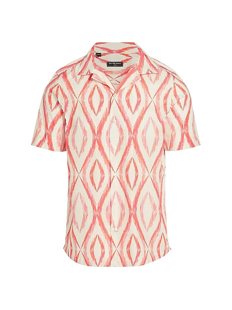 Slim-Fit Wavy Print Short-Sleeve Shirt