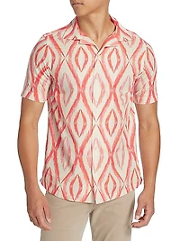 Slim-Fit Wavy Print Short-Sleeve Shirt