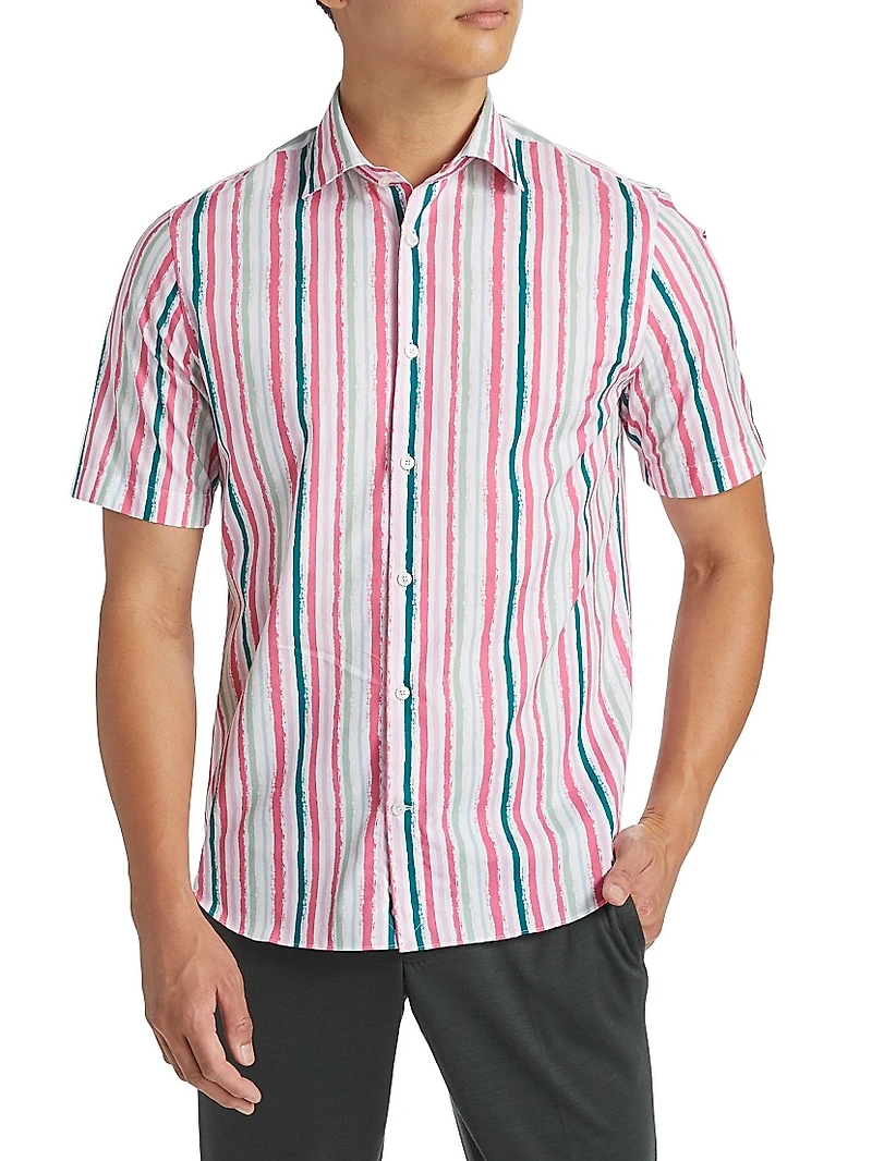 Slim-Fit Striped Short-Sleeve Shirt