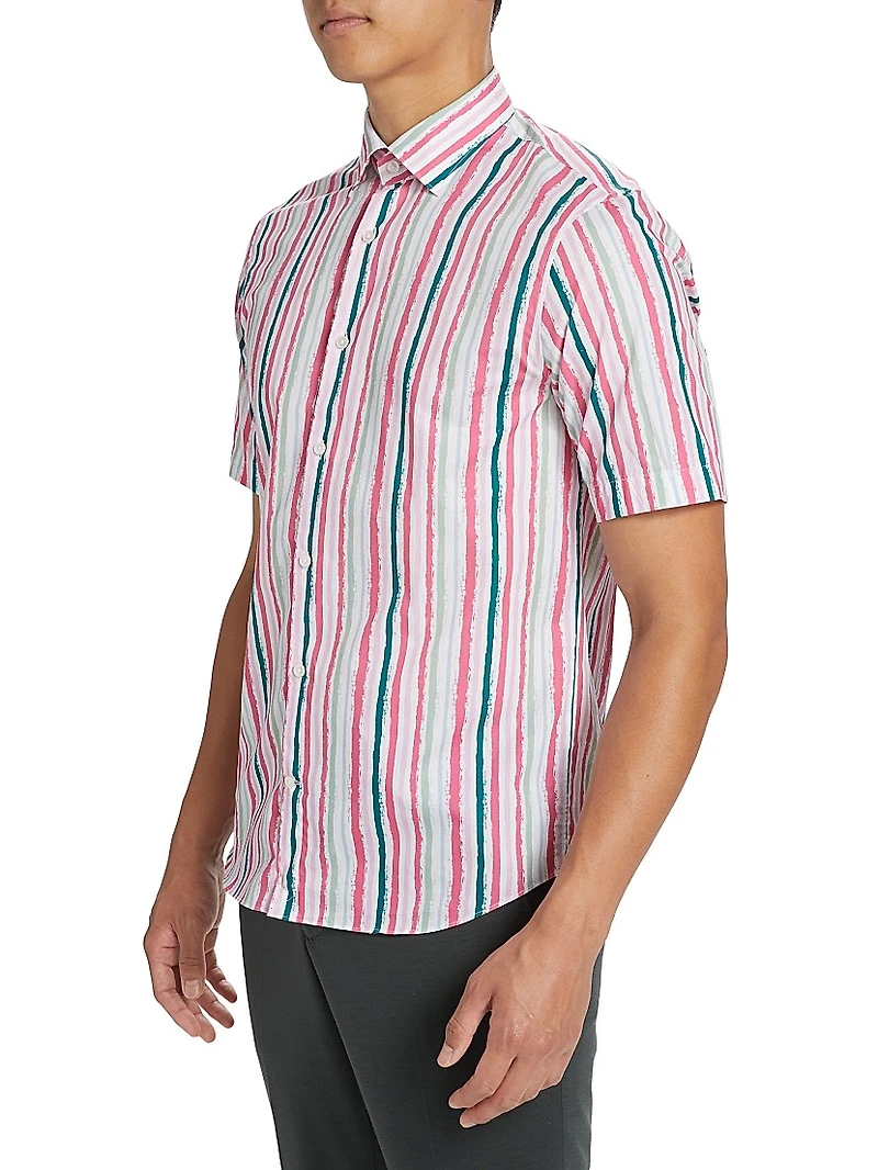 Slim-Fit Striped Short-Sleeve Shirt