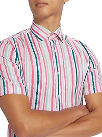Slim-Fit Striped Short-Sleeve Shirt