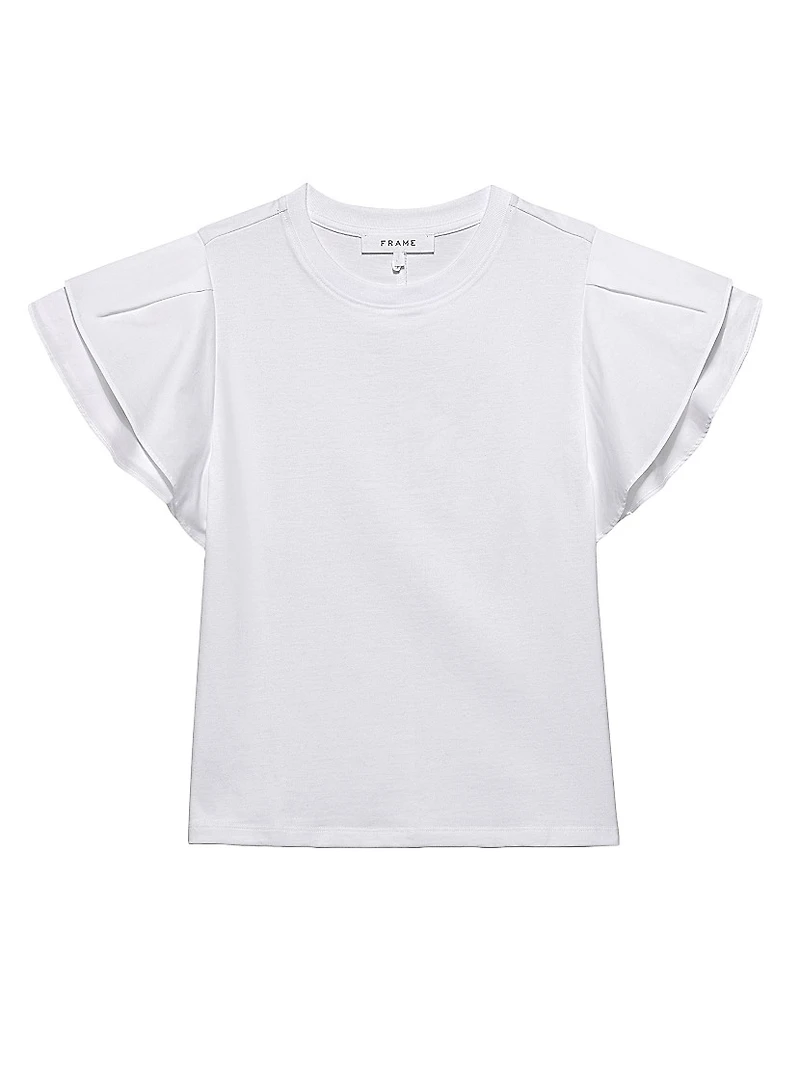Cotton Puff-Sleeve Crewneck T-Shirt