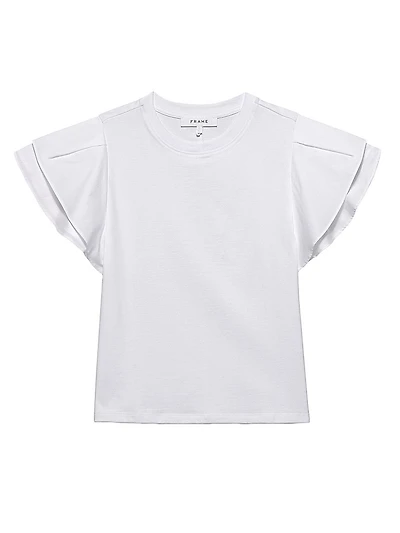 Cotton Puff-Sleeve Crewneck T-Shirt