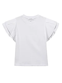 Cotton Puff-Sleeve Crewneck T-Shirt