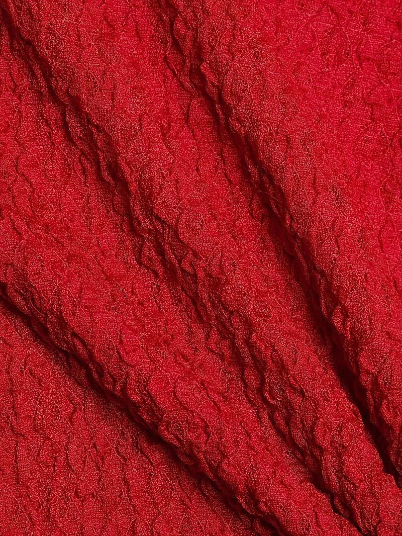 Textured Mesh Mock-Turtleneck Top