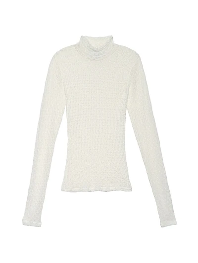 Textured Mesh Mock-Turtleneck Top