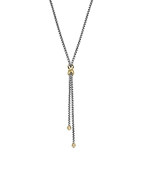 Petite X Lariat Necklace in Sterling Silver with 18K Yellow Gold