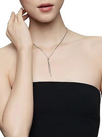 Petite X Lariat Necklace in Sterling Silver with 18K Yellow Gold