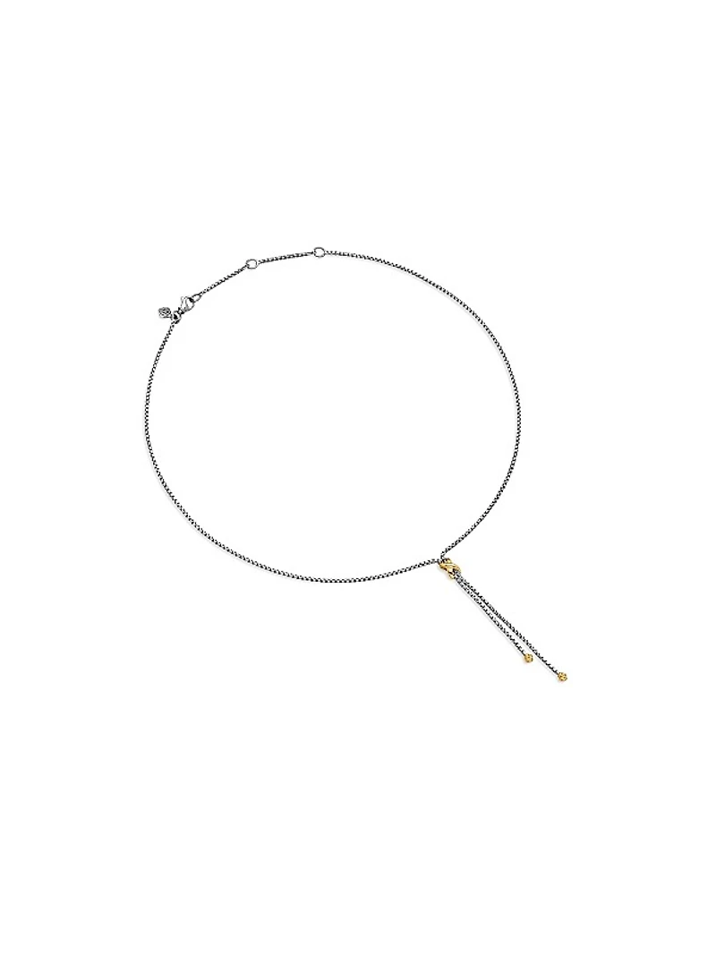 Petite X Lariat Necklace in Sterling Silver with 18K Yellow Gold