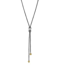 Petite X Lariat Necklace in Sterling Silver with 18K Yellow Gold