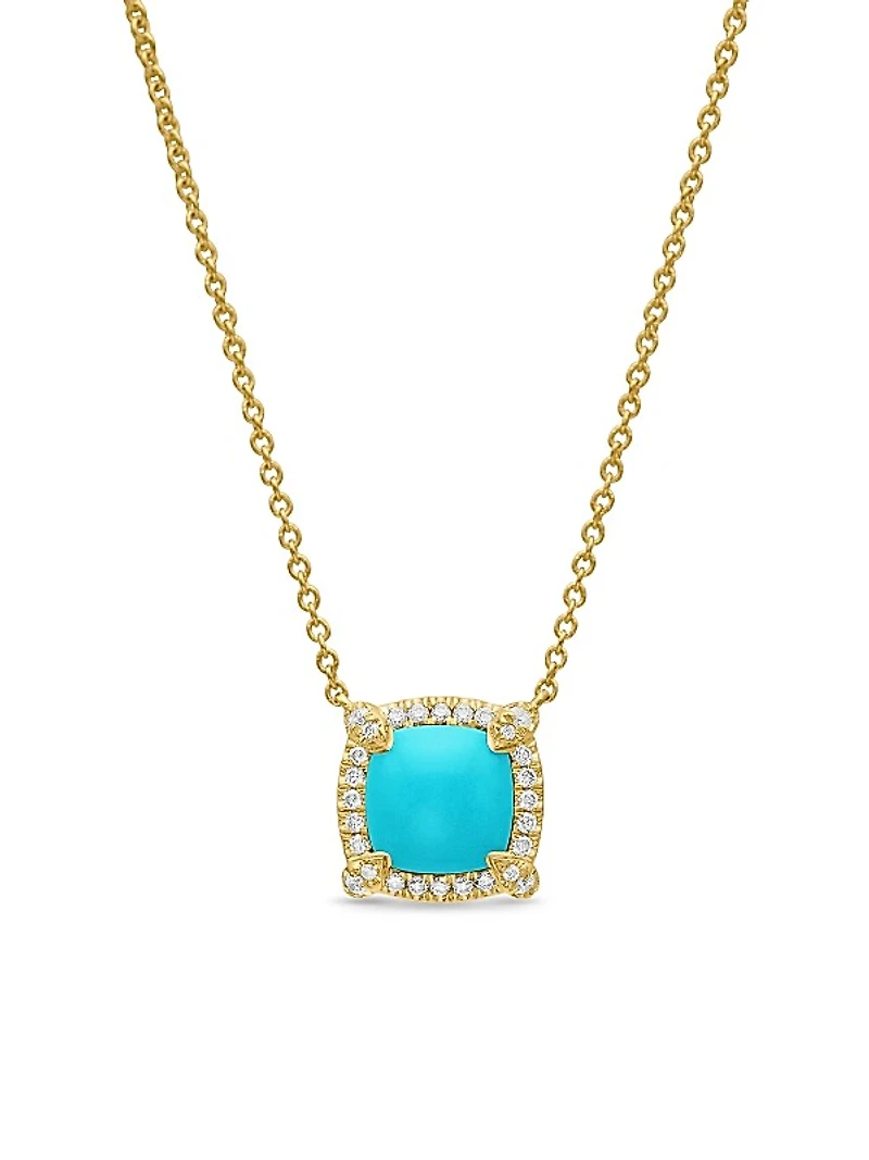Petite Chatelaine® Pavé Bezel Pendant Necklace in 18K Yellow Gold with Diamonds