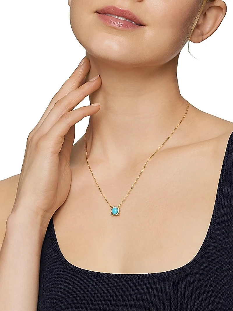 Petite Chatelaine® Pavé Bezel Pendant Necklace in 18K Yellow Gold with Diamonds