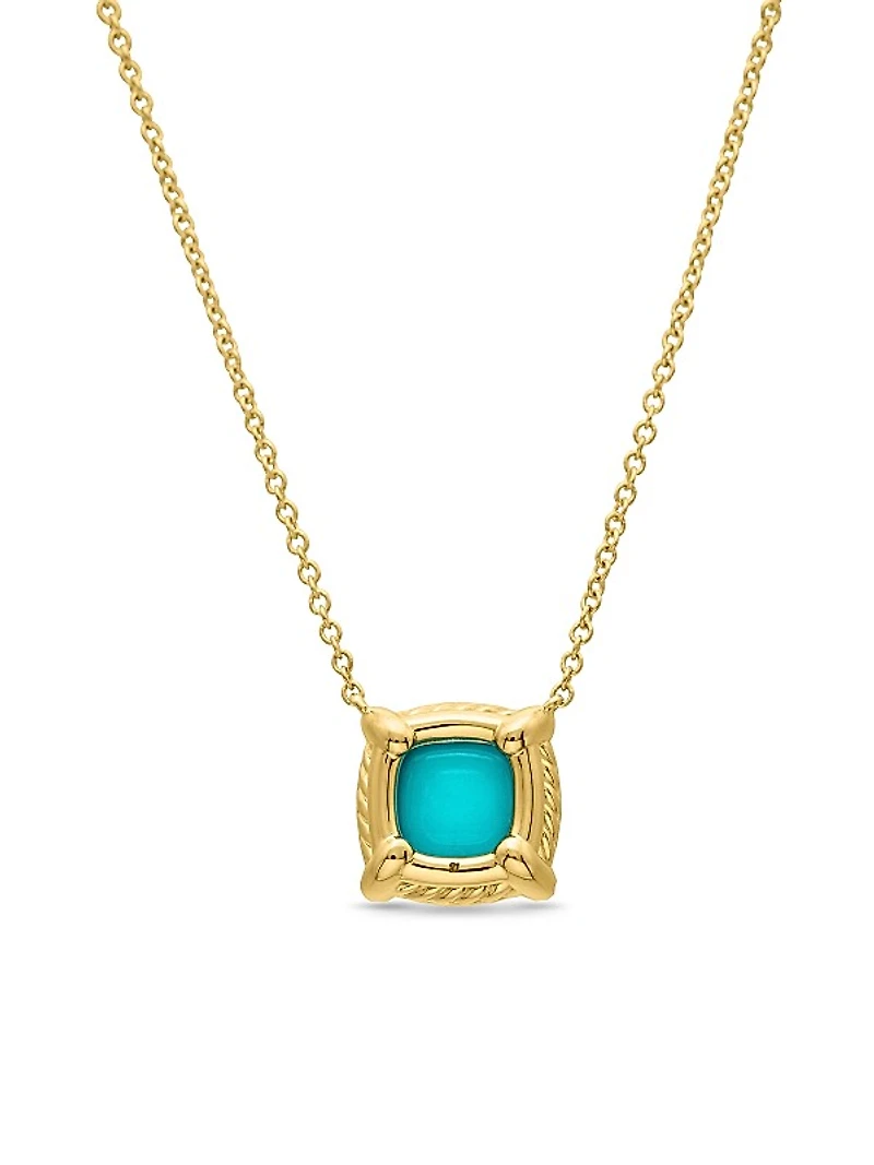 Petite Chatelaine® Pavé Bezel Pendant Necklace in 18K Yellow Gold with Diamonds