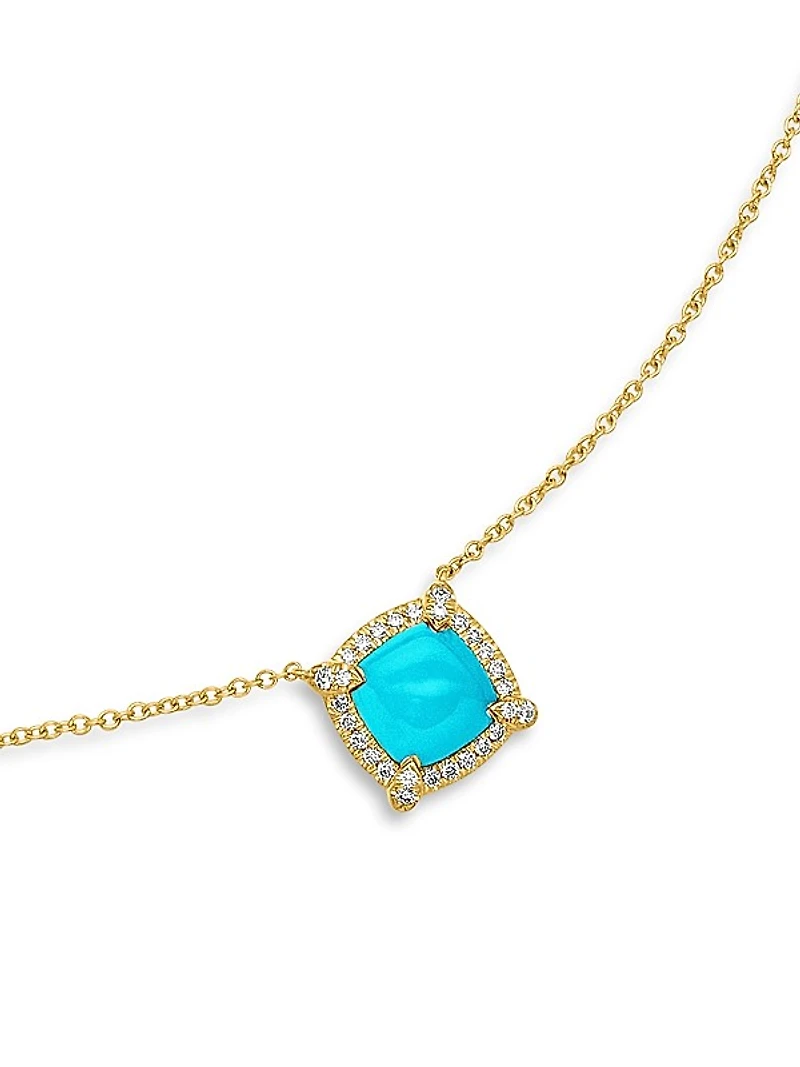 Petite Chatelaine® Pavé Bezel Pendant Necklace in 18K Yellow Gold with Diamonds