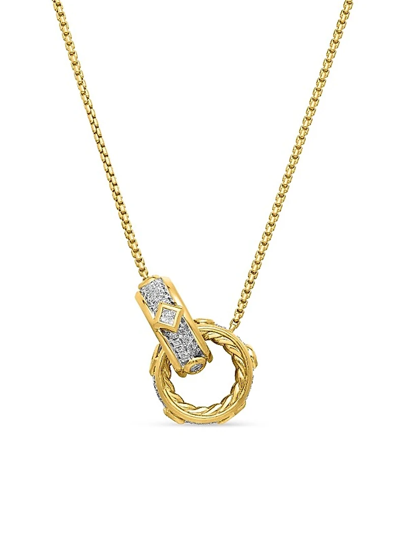 Modern Renaissance Double Pendant Necklace in 18K Yellow Gold