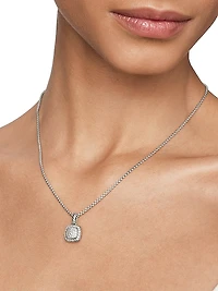 Petite Albion Pendant Necklace in Sterling Silver with Pavé Diamonds, 7mm